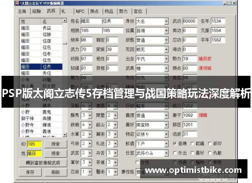 PSP版太阁立志传5存档管理与战国策略玩法深度解析